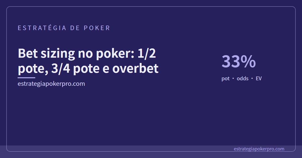 Bet sizing no poker: 1/2 pote, 3/4 pote e overbet